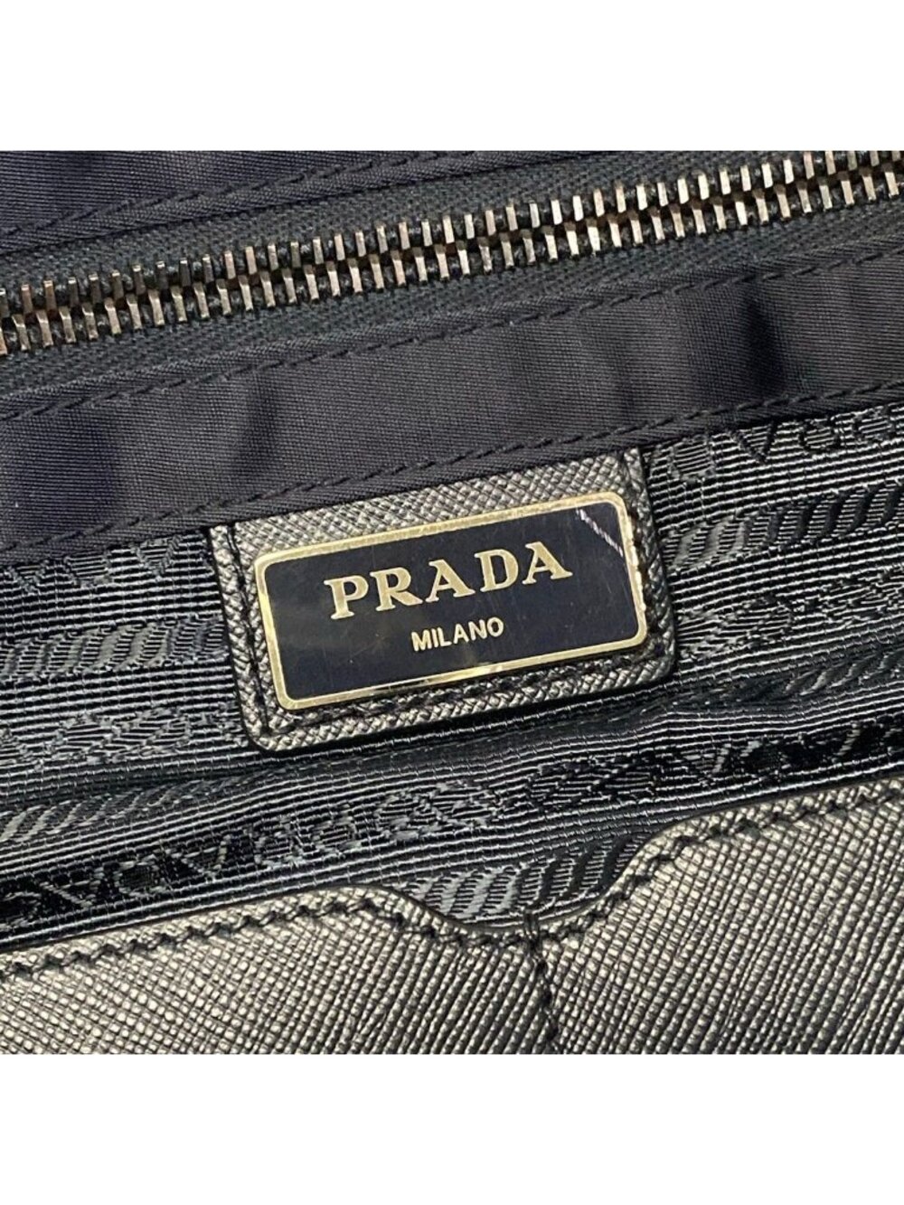 Prada Shoulder Bag Dark Navy Logo Leather - Picture 9 of 15